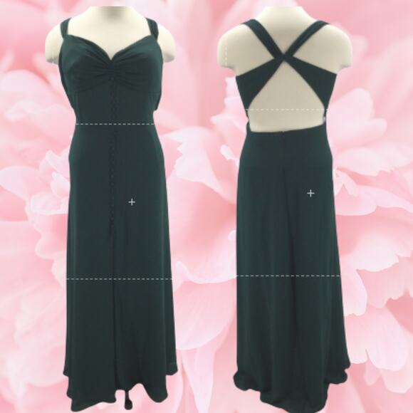 AW BRIDAL 22 3X plus Dark Emerald green bridesmaid guest maxi dress NEW B27 - Picture 1 of 9